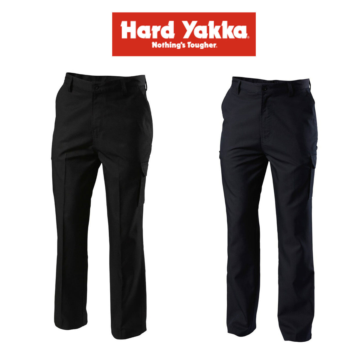 Mens Hard Yakka Cargo Workwear Pants Black Midnight Blue Safety Y02590
