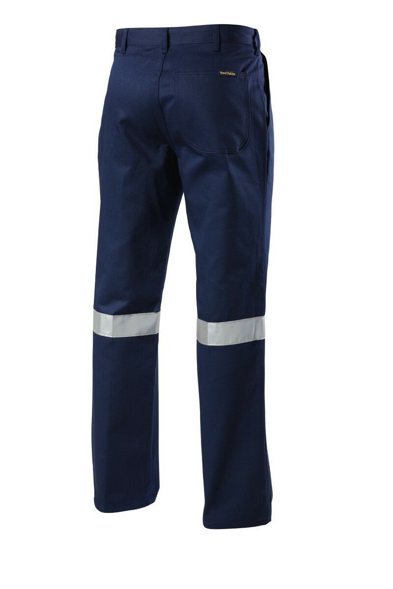 Mens Hard Yakka Cotton Drill Pants Reflective Tape Workwear Tough Y02615-Collins Clothing Co