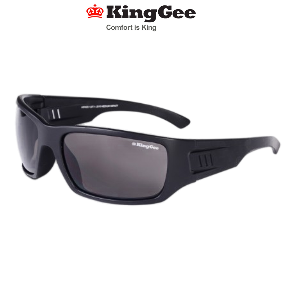 KingGee Unisex Carve Smoke Work Safety Glasses Mat Black Smoke Lens K99065