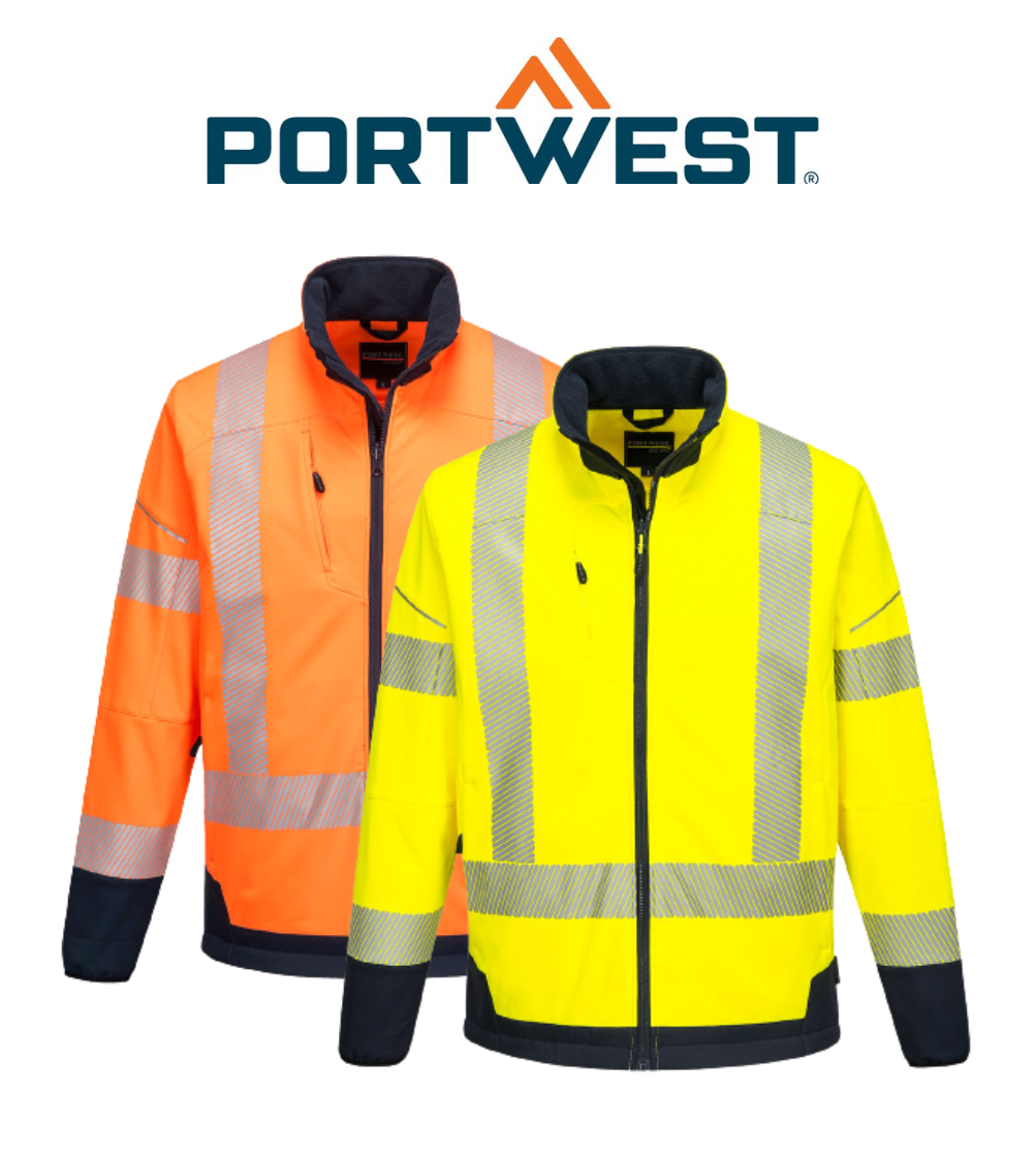 Portwest PW3 Hi-Vis Contrast Softshell (3L) 2 Tone Reflective Work Safety T404