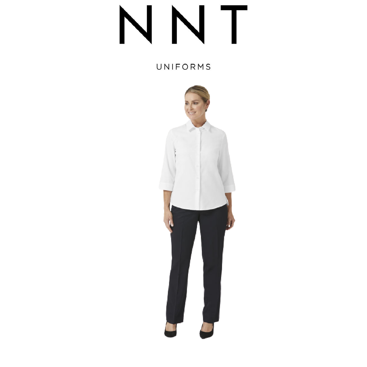 NNT Womens Formal Stretch Twill 3/4 Sleeve Shirt Regular Collar Business CATUFP