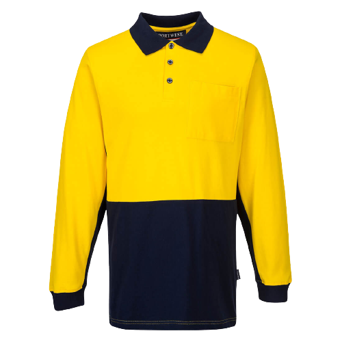 Portwest Long Sleeve Cotton Pique Polo 2 Tone Collared Breathable Shirt MD619-Collins Clothing Co