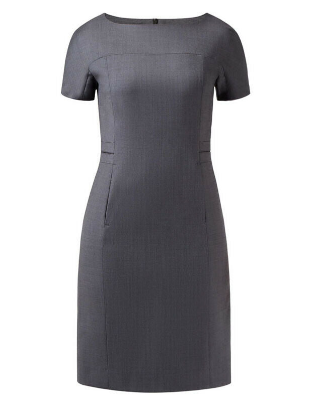 NNT Womens Sharkskin Short Sleeve Dress Classic Fit Stretch Knee Length CAT6BE-Collins Clothing Co