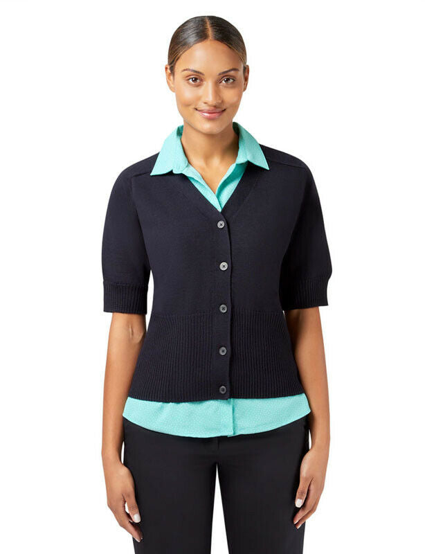 NNT Womens Wool Rich Short Sleeve Rib Trim Cardigan Business Body Warmer CAT5BJ-Collins Clothing Co