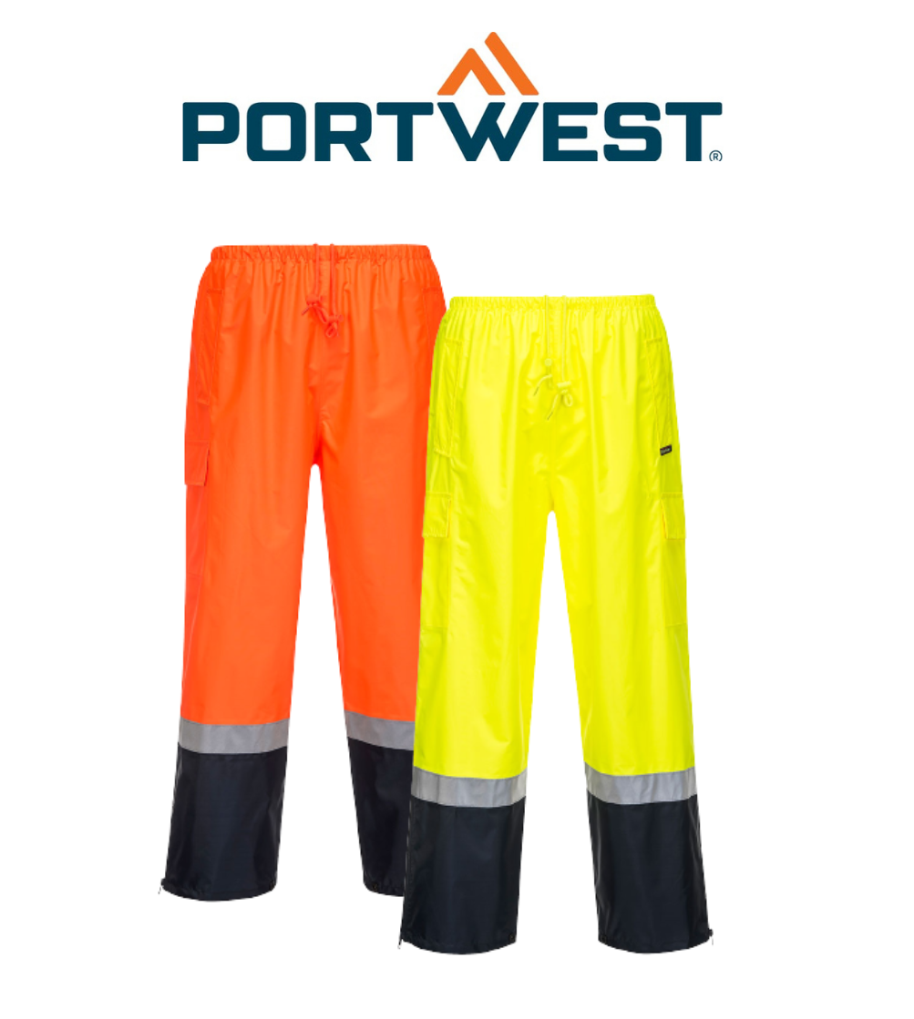 Portwest Wet Weather Cargo Pants 2 Tone Reflective Work Safety MP200