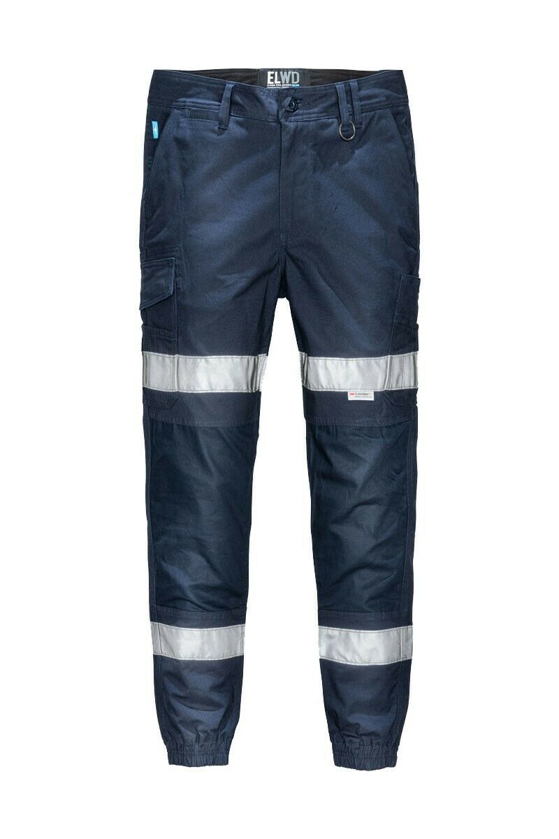 Elwood Mens Reflective Cuffed Work Pants Taped Pant Stretch Canvas Cargo EWD107-Collins Clothing Co
