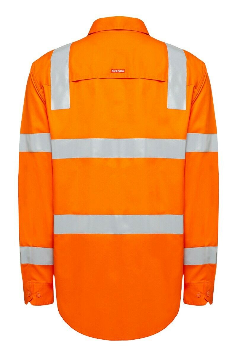 Mens Hard Yakka Rain Lightweight Drill Shirt Tape Hi-Vis Biomotion Safety Y04265-Collins Clothing Co