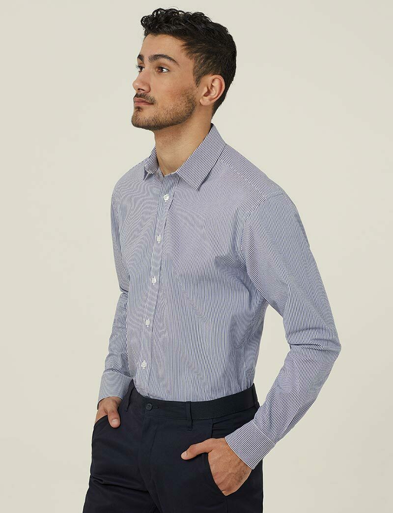 NNT Mens Avignon Stripe Long Sleeve Shirt Casual Regular Fit Business CATJD9-Collins Clothing Co