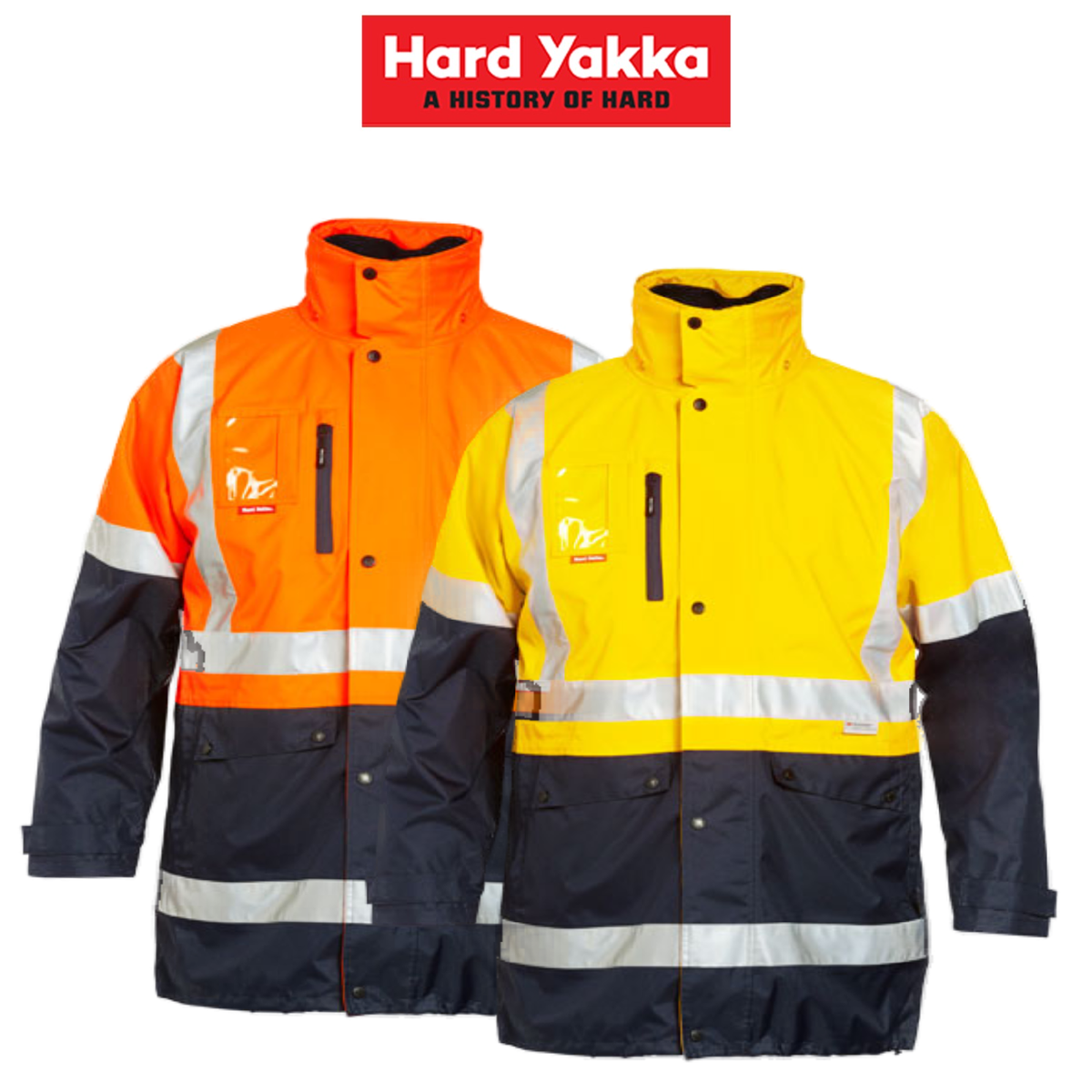 Hard Yakka Mens HiVis 4 in 1 Taped Jacket Reversible Jacket All Season Y06057