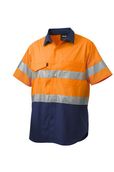 KingGee Mens Workcool 2 Hi-Vis Summer Shirt Short Sleeve Work Lightweight K54885-Collins Clothing Co