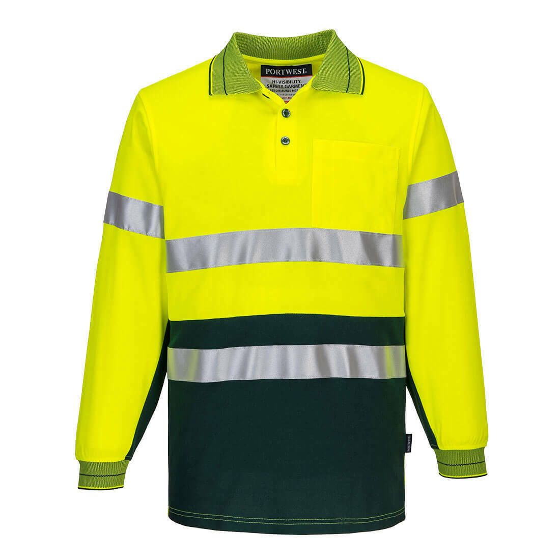 Portwest Mens Prime Mover Long Sleeve Cotton Work Shirt Polo Hi-Vis Taped MP313-Collins Clothing Co