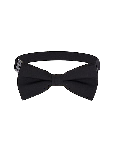 NNT Plain Black Bow Tie Pre Tied Adjustable Neck Black Band CATK34