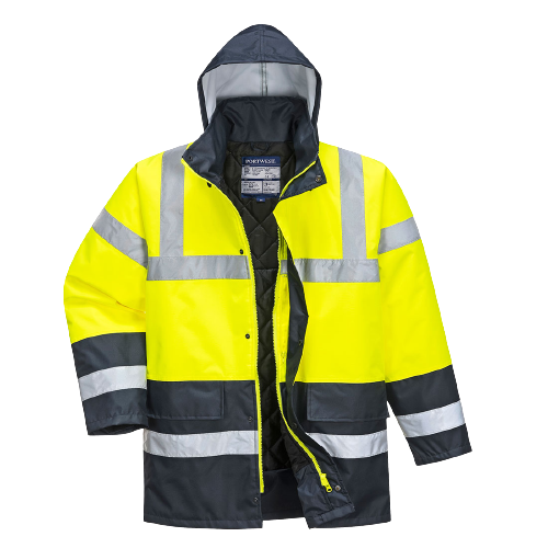Portwest Hi-Vis Two Tone Traffic Jacket Waterproof Reflective Tape Work S466-Collins Clothing Co