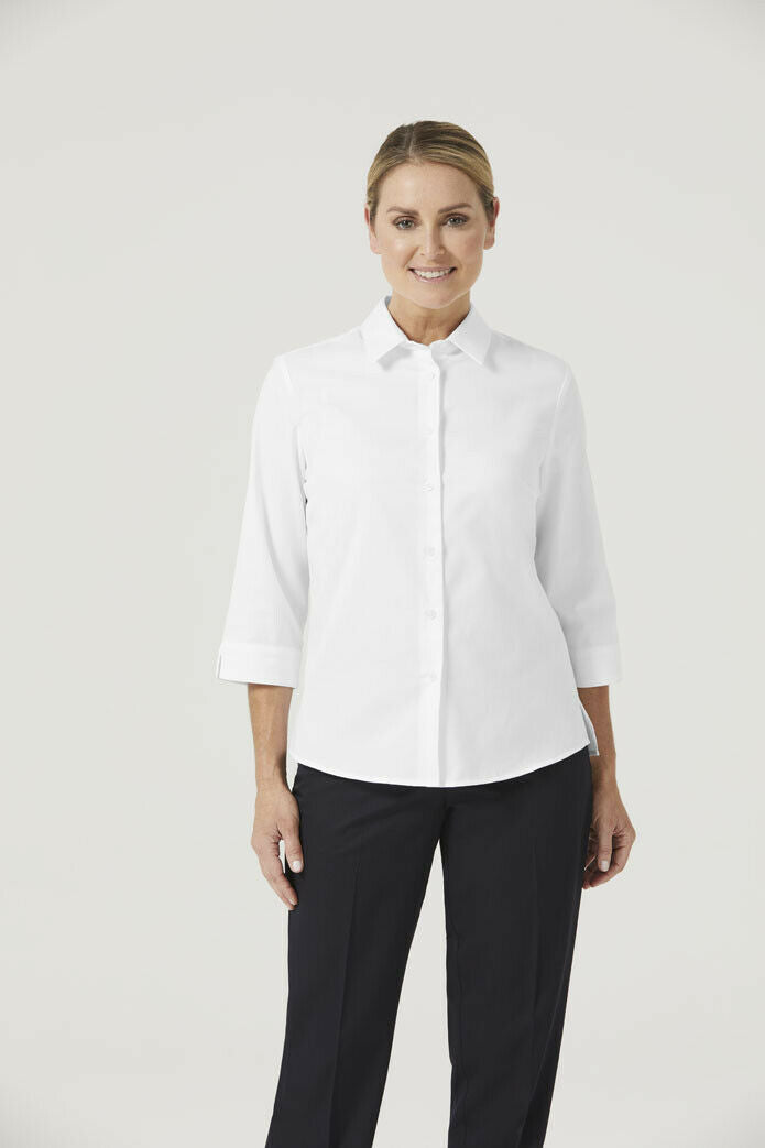 NNT Womens Formal Stretch Twill 3/4 Sleeve Shirt Regular Collar Business CATUFP-Collins Clothing Co