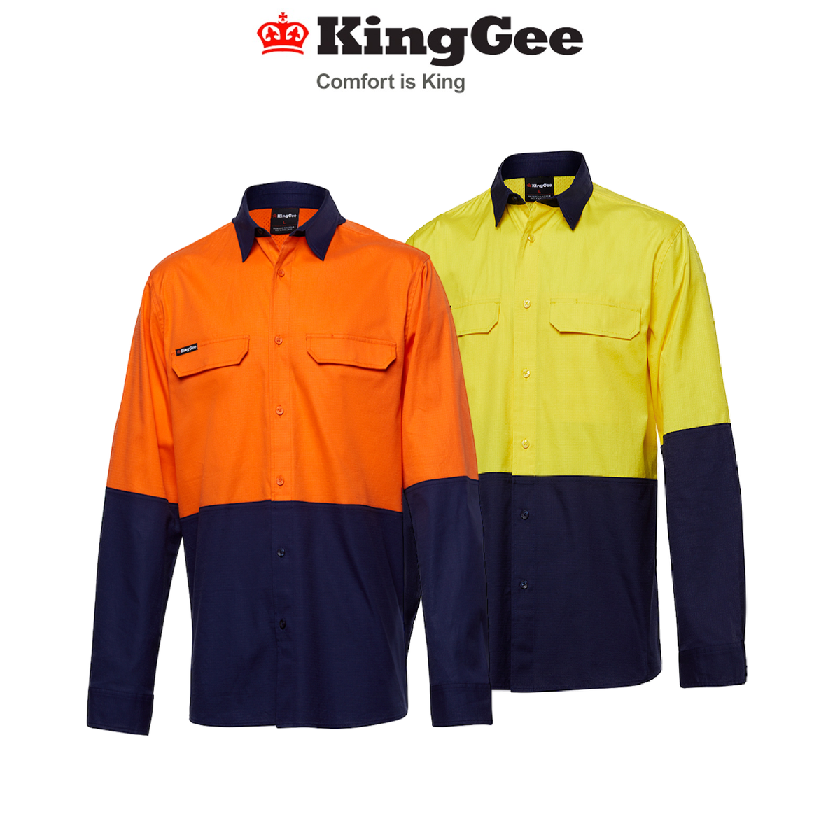 KingGee Mens Workcool Pro Spliced Shirt Long Sleeve Ripstop Work Safety K54027