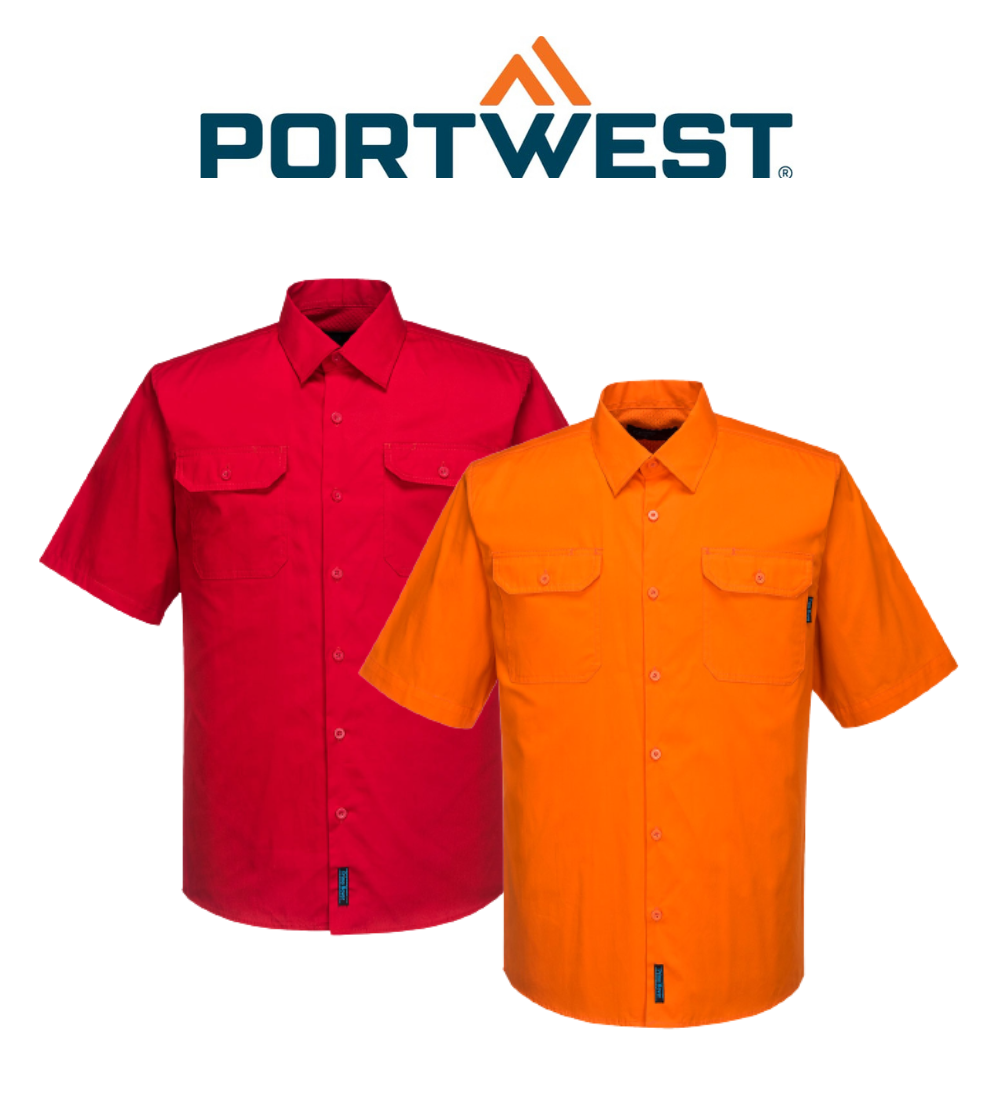 Portwest Hi-Vis Lightweight Short Sleeve Shirt Breathable Polo Shirt Work MS302