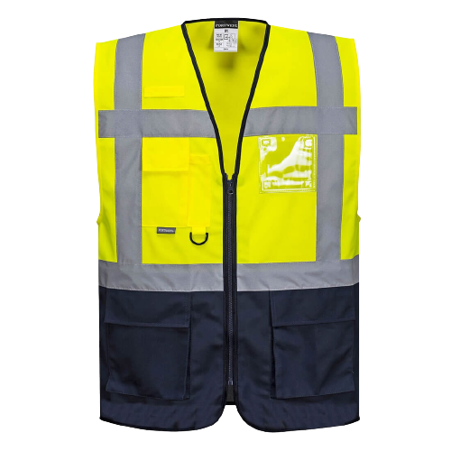 Portwest Warsaw Executive Vest Tape Reflective Zip Opening Work Safety C476