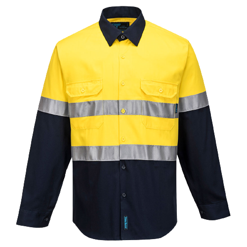 Portwest Hi-Vis Two Tone Regular Weight Long Sleeve Shirt Tape Safety MA101-Collins Clothing Co