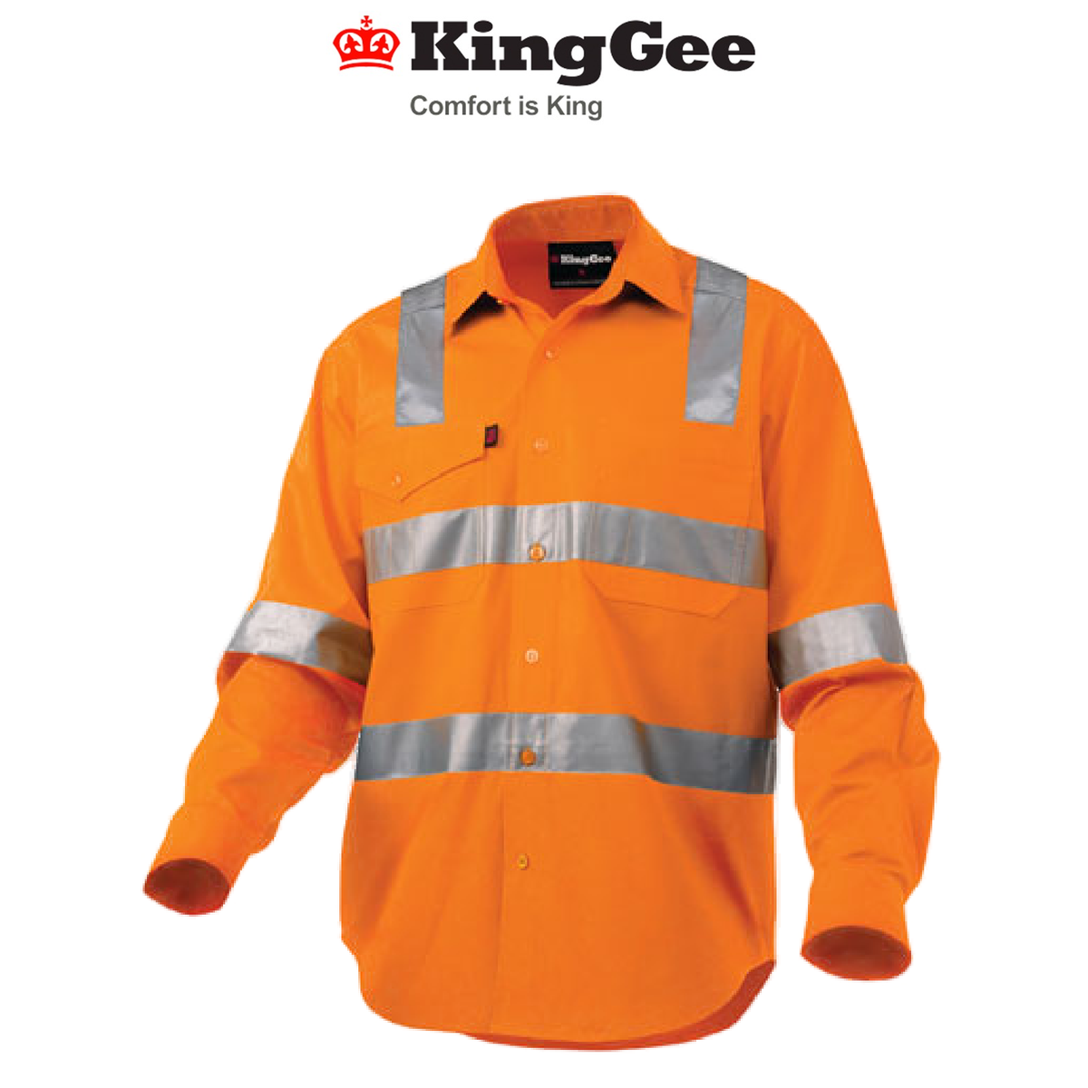 KingGee Mens Workcool Reflective Hi-Vis Work Shirt X Pattern Taped Safety K54895