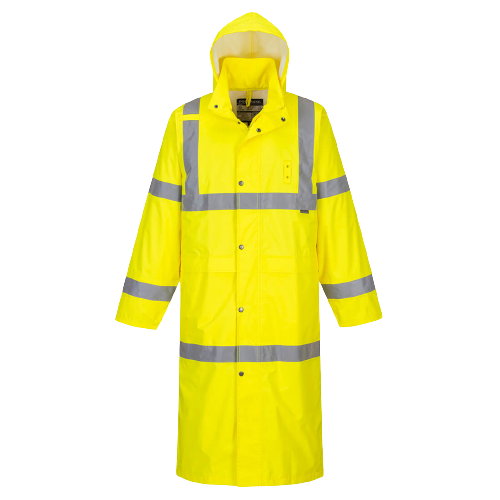 Portwest Hi-Vis Coat 122cm Waterproof Reflective Taped Work Safety H445