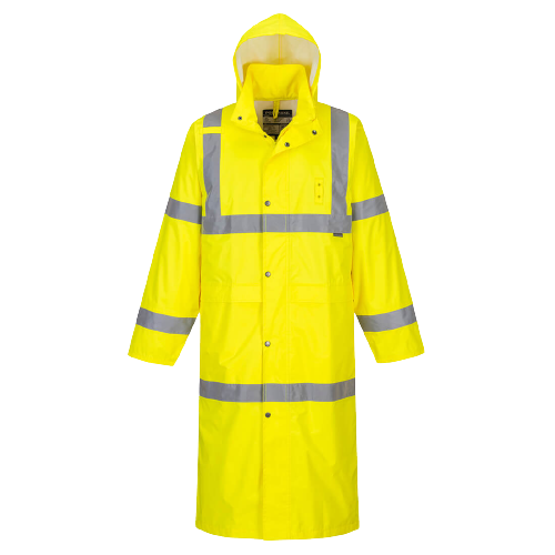Portwest Hi-Vis Coat 122cm Waterproof Reflective Taped Work Safety H445-Collins Clothing Co