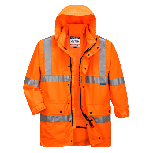Portwest Argyle Full Hi-Vis Rain Jacket with Tape 2 Tone Work Safety MF306-Collins Clothing Co