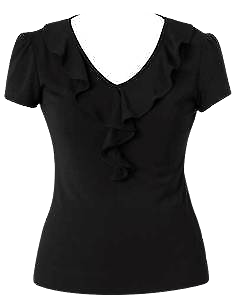 NNT Womens Cap Sleeve Ruffle Neck T- Top V Neck Cap Sleeves Shirt CAT48H-Collins Clothing Co