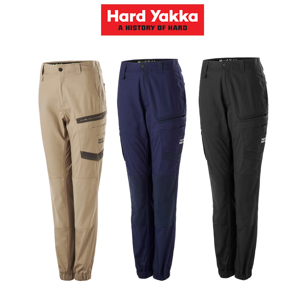 Hard Yakka Womens Raptor Cuff Long Pants Stretch Tough Work Safety Comfy Y08382