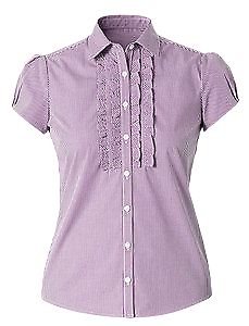 NNT Womens Discontinued Gingham Cap SLV Frill Shirt Collared Shirt CAT9W3