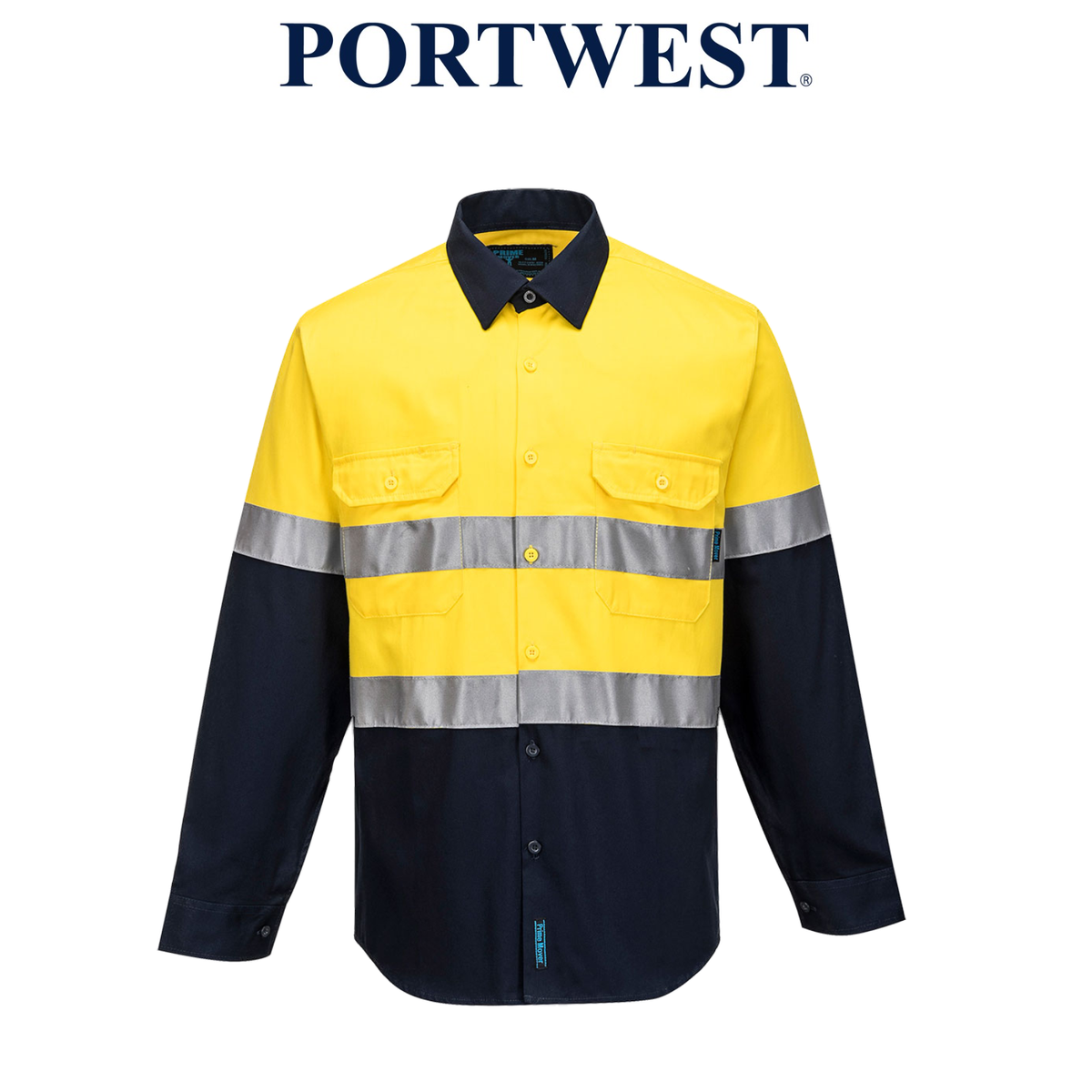 Portwest Mens Prime Mover Work Hi-Vis Two Cotton Reflective Shirt Taped MA101