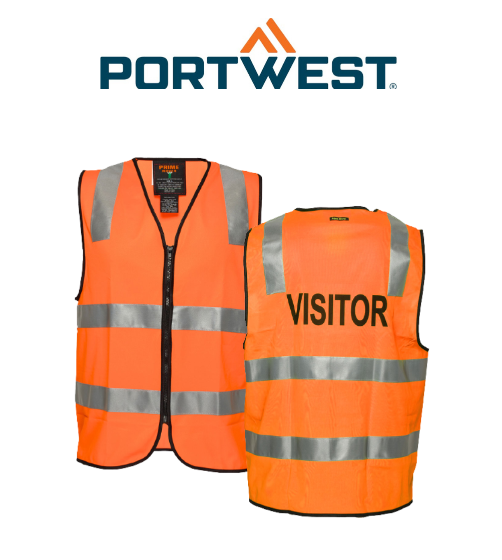 Portwest Visitor Zip Vest D/N 2 Tone Reflective Tape Work Safety MZ106