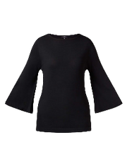 NNT Womens Wide Sleeve Knit Top Classic Fit Black Dress CAT5C8-Collins Clothing Co