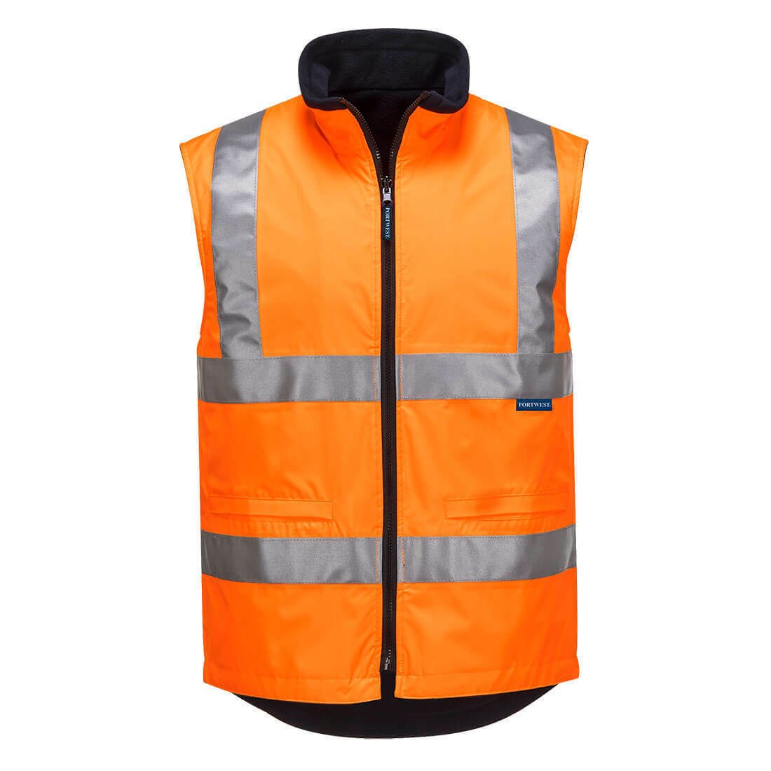 Portwest Mens Hi-Vis Polar Fleece Reversible Vest Reflective Work Safety MV214