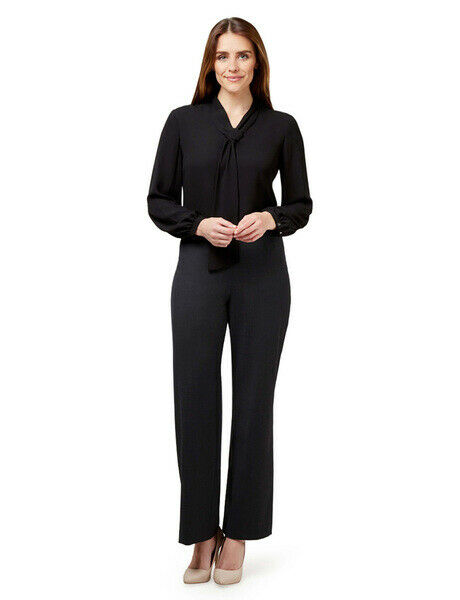 NNT Womens Formal Long Sleeve Tie Neck Blouse Soft Georgette Business CATUG4-Collins Clothing Co