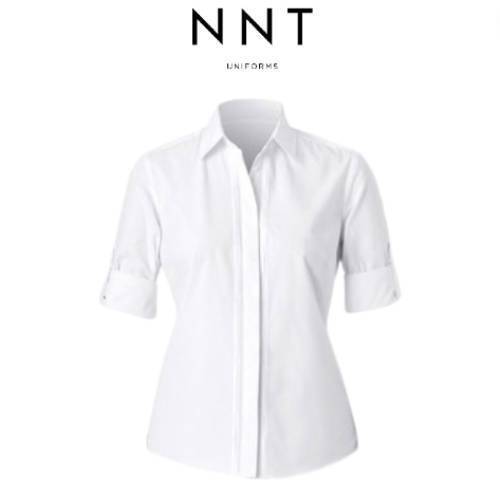 NNT Womens Polycotton 3/4 Rollup Shirt White Classic Business Shirt CAT4M9