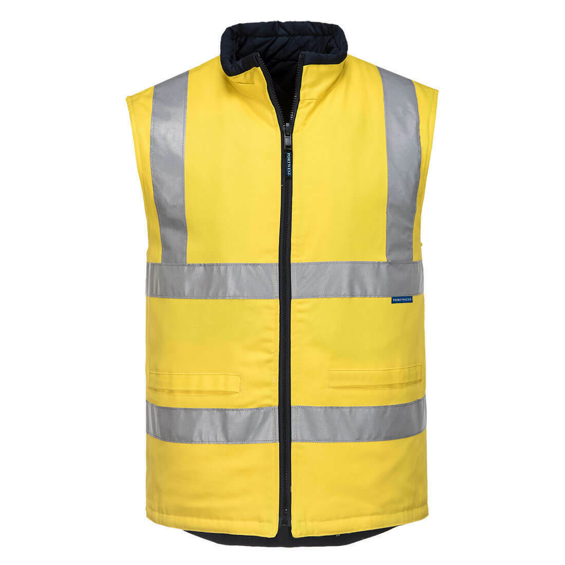 Portwest Men Hi-VisTex 100% Cotton Reversible Vest Reflective Safety Work MV278-Collins Clothing Co