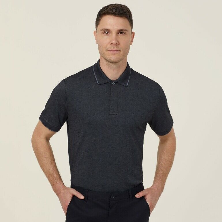 NNT Mens Textured Short Sleeve Polo Comfortable Side Splits Classic CATJA4-Collins Clothing Co