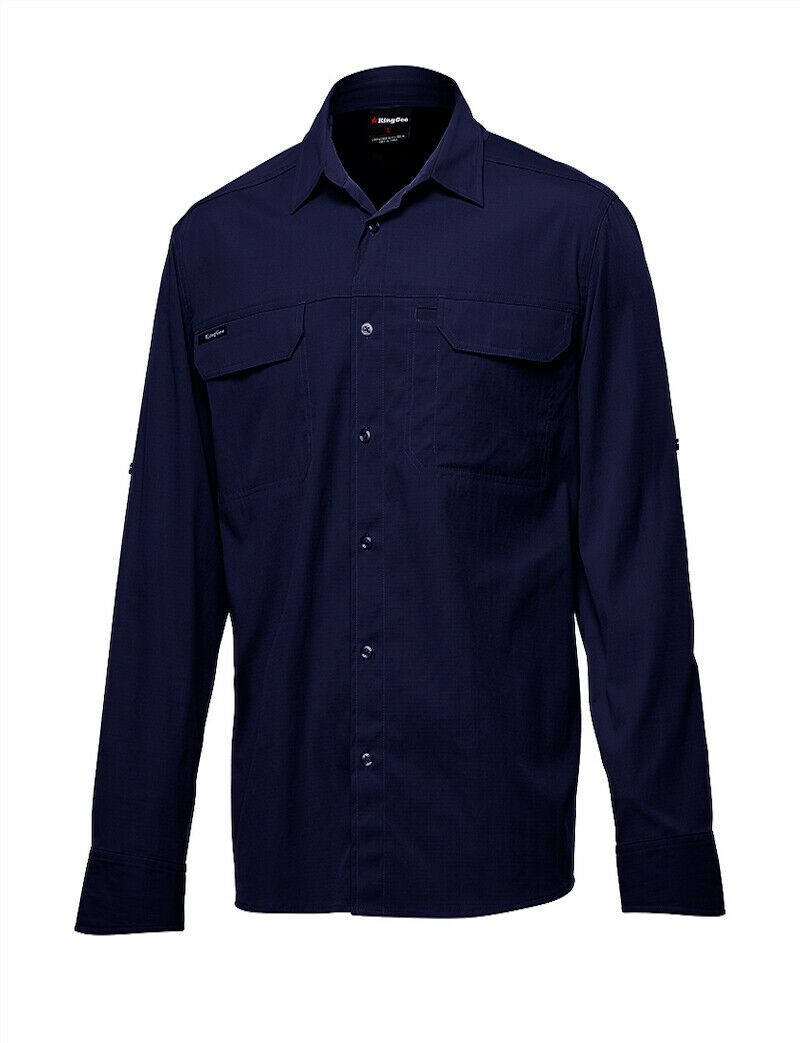 KingGee Mens KingGee Drycool Shirt L/S Breathable Comfort 2 Piece Collar K14023-Collins Clothing Co