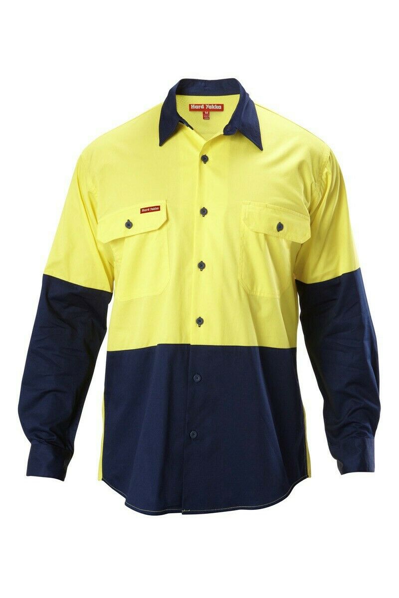 Hard Yakka Koolgear Hi-Vis Long Sleeve Work Shirt Vented Lightweight Y07558