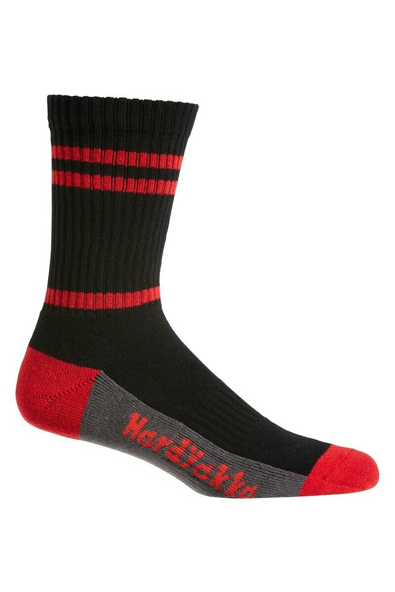 Hard Yakka Cotton Crew Work Socks 5 Pack Logo Athletic Padded Black Y20035-Collins Clothing Co