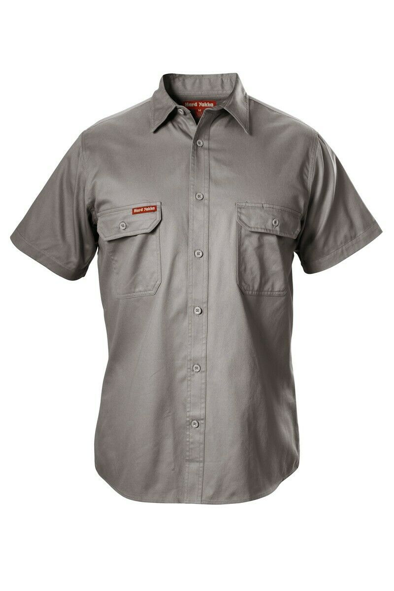 Hard Yakka Cotton Drill Work Shirt Button Short Sleeve Workwear Top Y07510-Collins Clothing Co