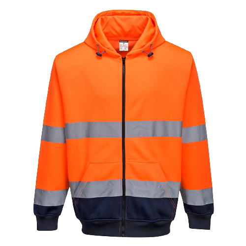 Portwest Two-Tone Zip Front Hoodie Warmth Reflective Tape Work Safety B317
