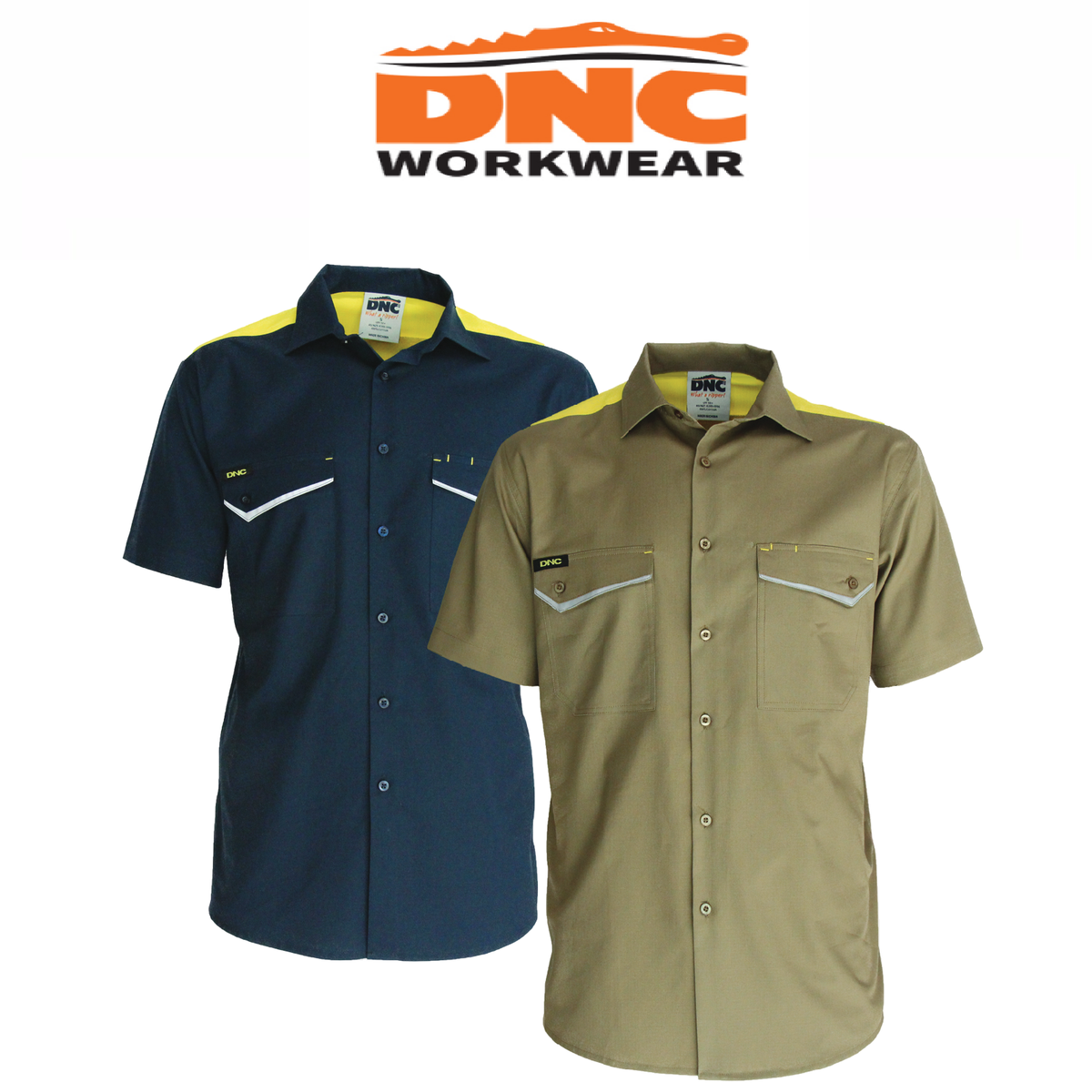 DNC Mens RipStop Cool Cotton Tradies Shirt, S/S Lightweight Breathable 3581