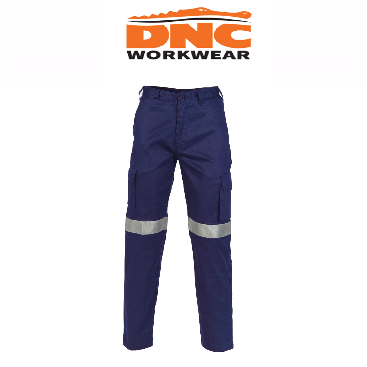 DNC Workwear Mens Lightweight Cotton Cargo Pants 3M R/Tape Reflective 3326