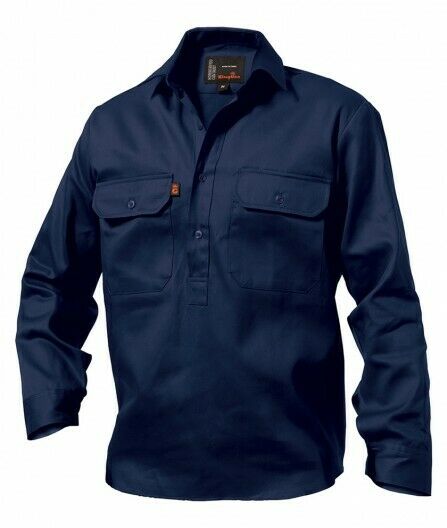 KingGee Closed Front Drill Shirt Reinforced Stitching Tough Work K04020-Collins Clothing Co