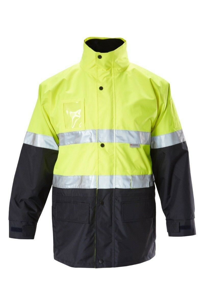 Mens Hard Yakka Foundations Hi-Vis Six 6 Way Jacket Reflective Tape Work Y06556-Collins Clothing Co