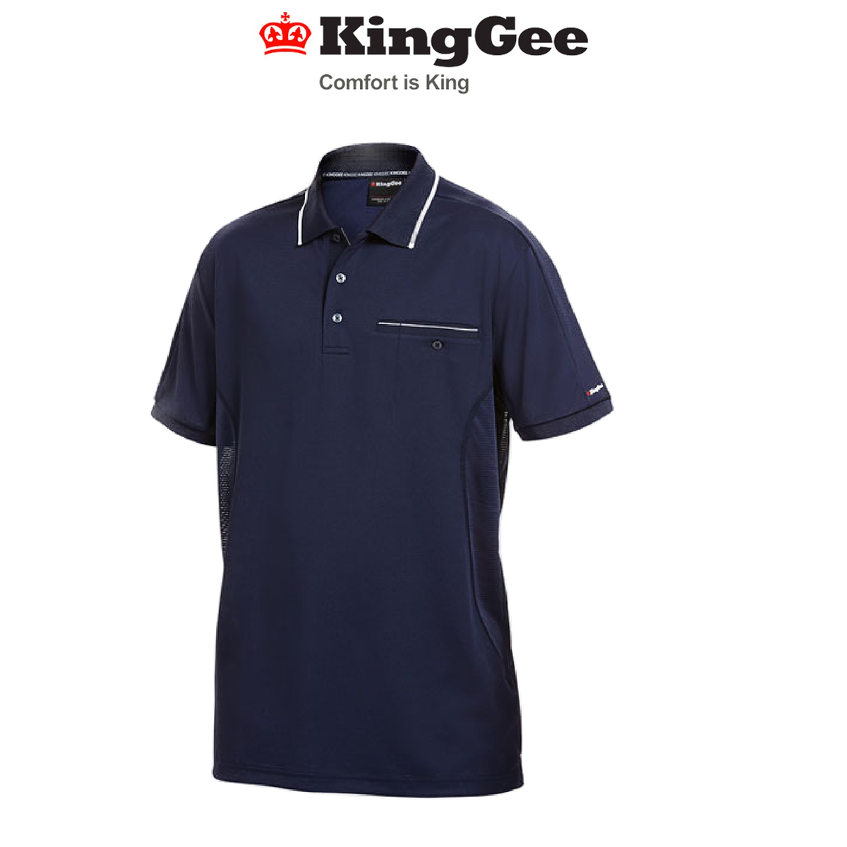 KingGee Mens Workcool Polo Short Sleeve Hyperfreeze Workwear Work Shirt K69789
