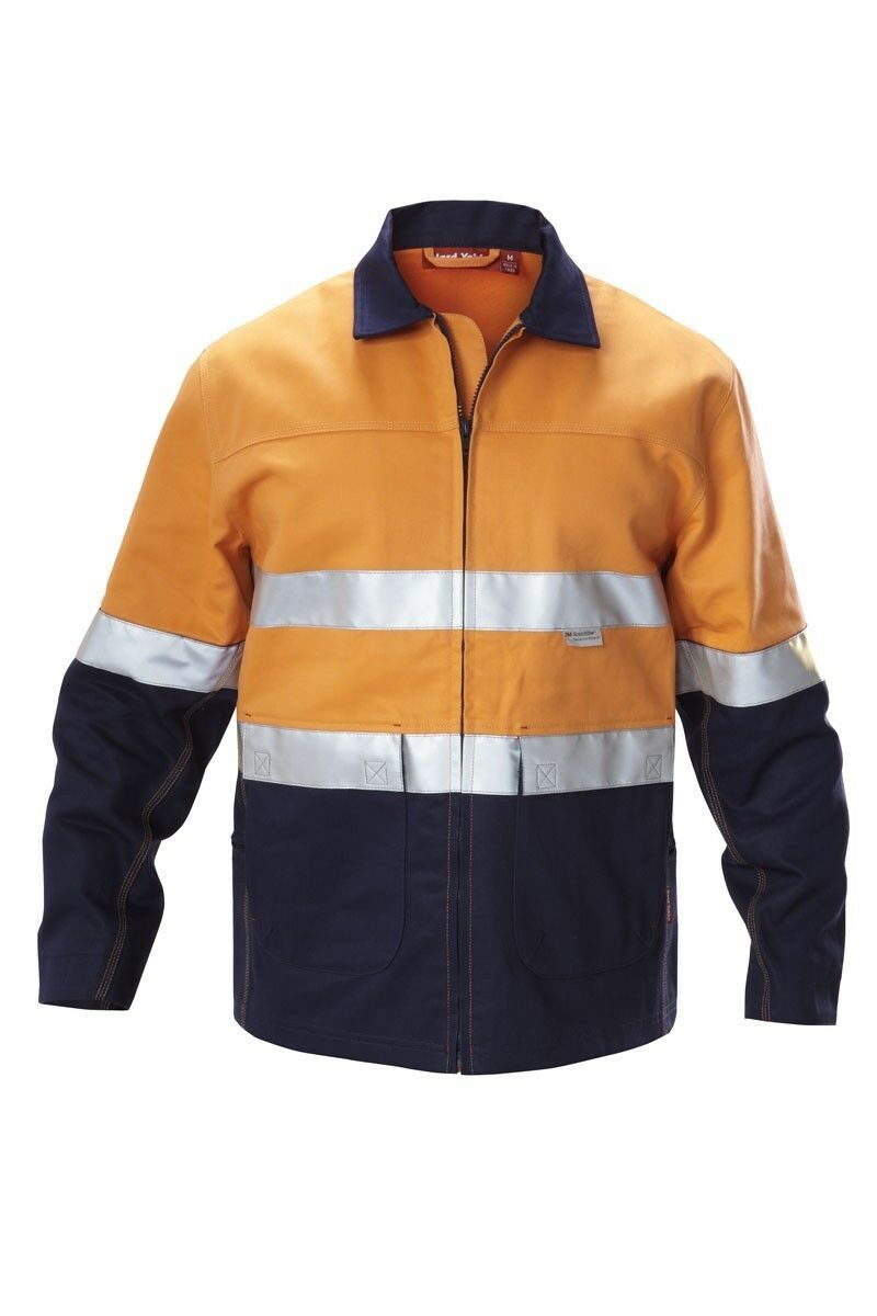 Hard Yakka Hi-Vis Tradie Cotton Work Jacket Tough Taped Comfy Warm Y06545-Collins Clothing Co