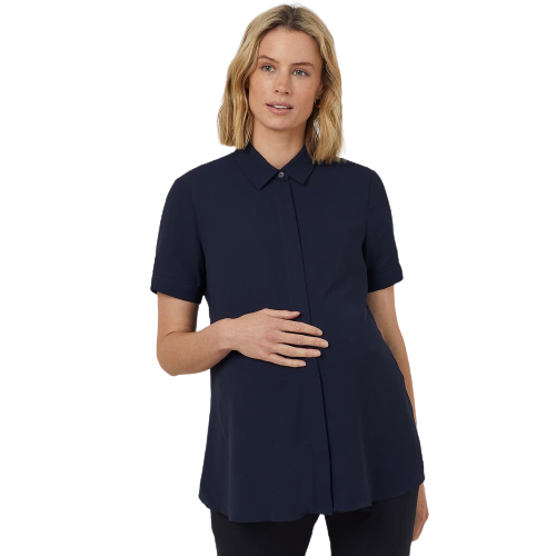 NNT Womens Georgie Maternity Shirt Relaxed Fit Navy Soft Collar Shirt CATUKB-Collins Clothing Co