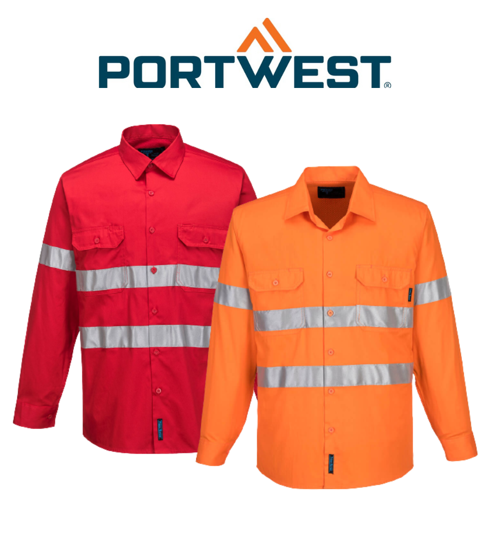 Portwest Hi-Vis Lightweight Long Sleeve Shirt with Tape Reflective Safety MA301